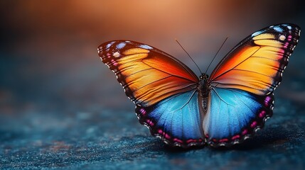 Stunning tropical butterfly with vibrant colorful wings against a clean isolated background providing ample copy space for creative or promotional text overlays