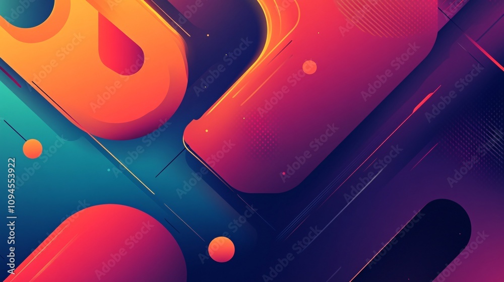 Poster Abstract geometric shapes creating vibrant and modern design