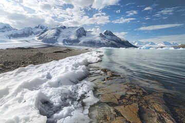 Melting glaciers, global warming, glacier retreat over time
