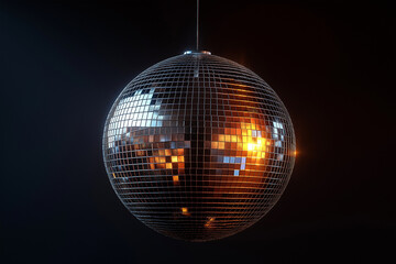Fototapeta premium Disco Ball isolated on a black background. Celebration disco party concept. 