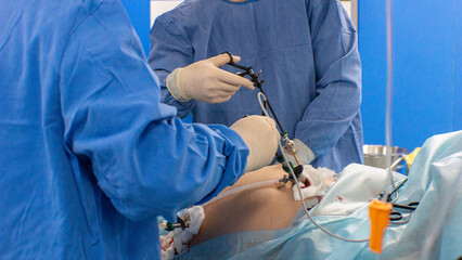 Surgeon doing endoscopic surgery