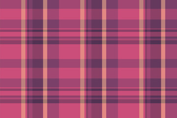 Sixties textile tartan texture, femininity vector pattern fabric. Countryside seamless check background plaid in pink and red colors.