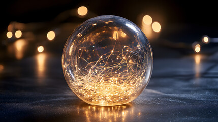 A glowing ornament featuring LED lights inside a frosted surface.