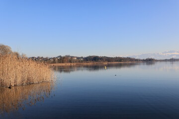 Blick auf den Greifensee im Schweizer Glatttal