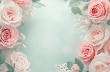 Beautiful arrangement of roses and leaves creating a soft and romantic backdrop for events