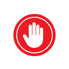 Stop hand icon vector. Do not touch illustration sign. Hand forbidden symbol.