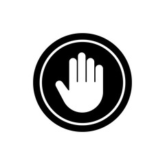 Stop hand icon vector. Do not touch illustration sign. Hand forbidden symbol.