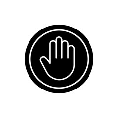 Stop hand icon vector. Do not touch illustration sign. Hand forbidden symbol.