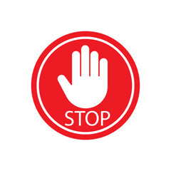 Stop hand icon vector. Do not touch illustration sign. Hand forbidden symbol.