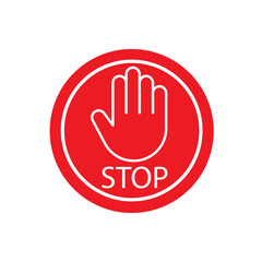 Stop hand icon vector. Do not touch illustration sign. Hand forbidden symbol.
