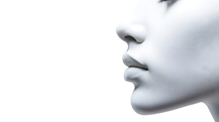 4. A side profile of a human face structure, highlighting the nose and chin, on a white background