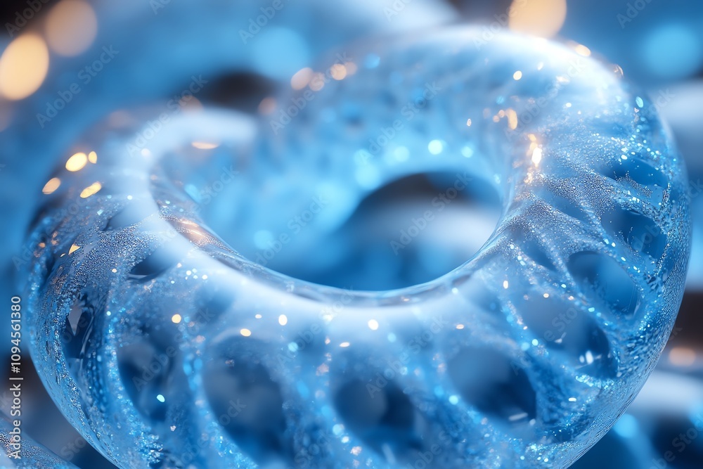 Aufkleber A close-up view of a translucent, spiraling blue structure with a glossy texture.