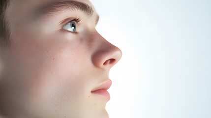 Fototapeta premium 10. A profile view of a male face structure, emphasizing the brow ridge and jaw, on a white background