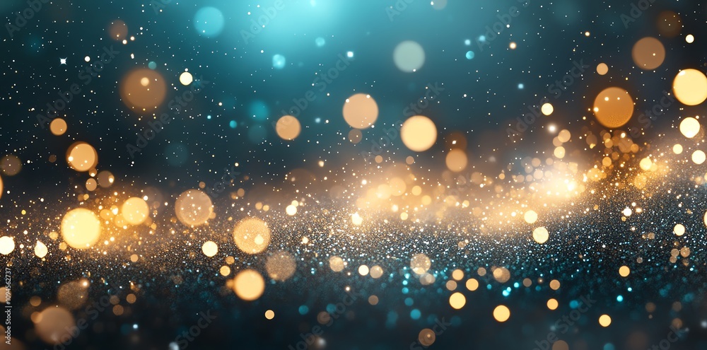 Poster A vibrant display of shimmering bokeh lights in various colors creating a magical atmosphere.