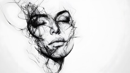 Fototapeta premium 22. An artistic face structure analysis, focusing on the emotional expressions, on a white background