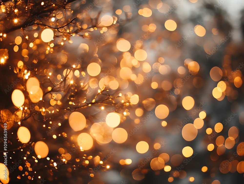 Aufkleber a blurred background of warm, glowing lights creating a festive and cozy atmosphere.