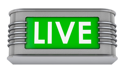 Live Green Sign Lightbox, 3D rendering isolated on transparent background