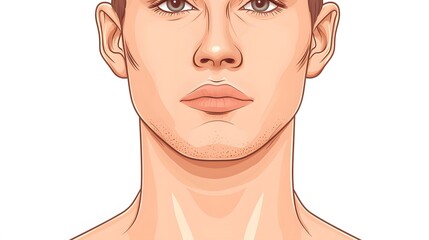 27. A simplified human face structure illustration, with clear outlines and no shading, on a white background