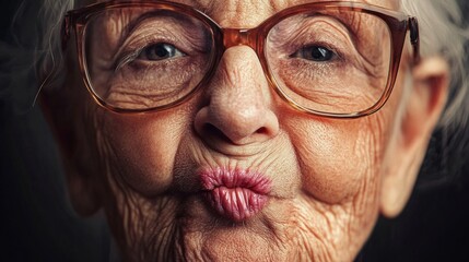 grandmother sending a kiss to the camera