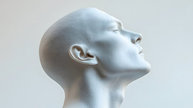 28. A side view of a human head, focusing on the ear and jawline, on a white background