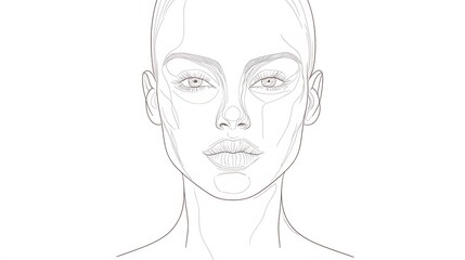 38. A simple outline drawing of a human face structure, focusing on the eyes and mouth, on a white background