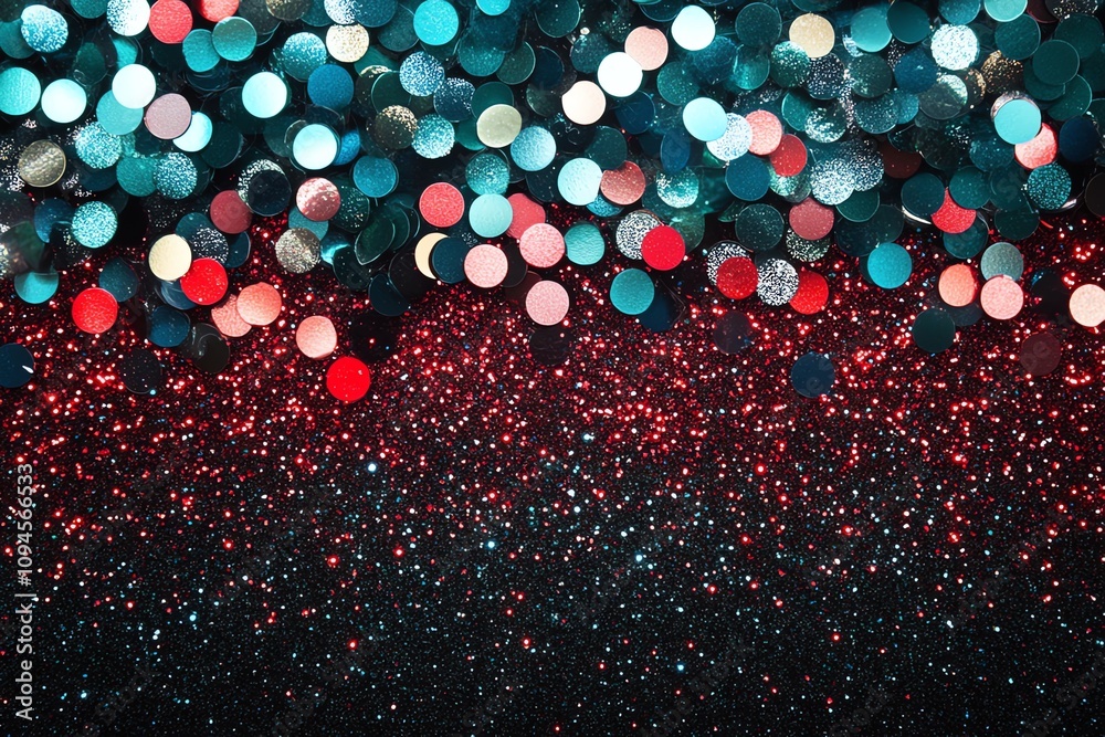 Poster a vibrant arrangement of colorful glittering circles creating a festive atmosphere.