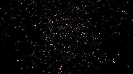 Confetti falling popper exploding burst Screen Background 4K. Celebrate the holidays. Confetti celebration, birthday party, anniversary party. particles, joy party celebration, exploding fireworks