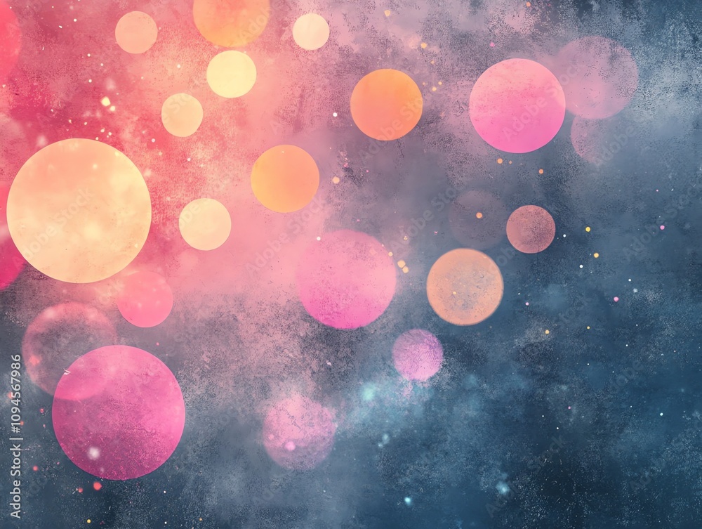 Poster A colorful abstract background with soft circles and a dreamy atmosphere.