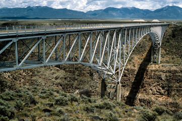 Bridge near Taos over the Colorado river. New Mexico USA. Slide reproduction from 1984.