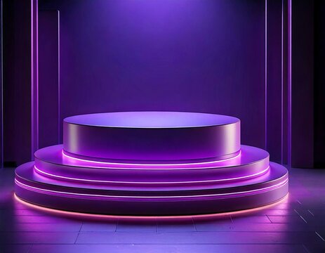 Podium violet avec accents n&eacute;on