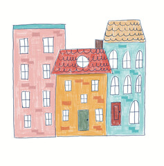 Naklejka premium House Architecture Illustration City Town 