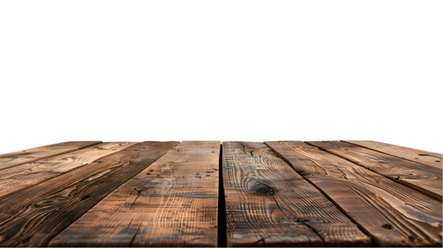 Empty wooden table top For displaying products on a transparent background
