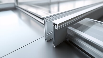 Aluminum profile system showing the mounting of a double-glazed window