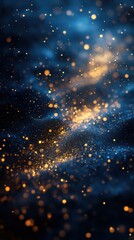 Fototapeta premium Midnight blue background with golden sparkling bokeh lights