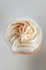 A beautiful dessert, tiramisu in a glass,