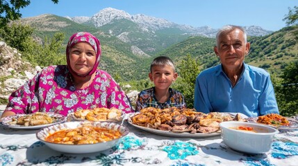 Albania Independence Day Family Celebrates with Traditional Feast