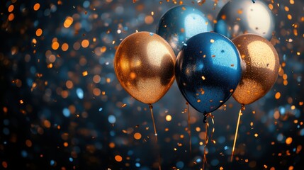 Midnight party scene with glittering serpentine and confetti
