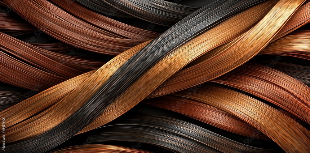 Poster a close-up of intertwined strands of copper and black wire, showcasing texture and color.