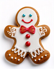 Obraz premium A festive gingerbread man cookie with colorful icing, perfect for the holiday season