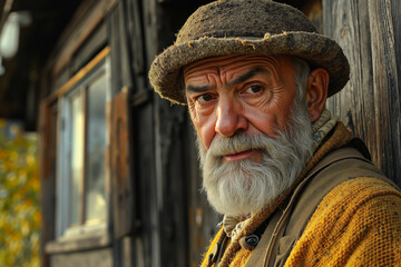 An old man with a hat and a beard