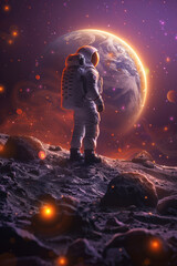 Obraz premium Lunar Exploration: Astronaut and Cosmic Beauty