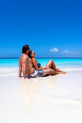 Young couple on Caribbean beaches