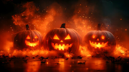 Naklejka premium Spooky Tree Silhouette with Orange Moon Illustration