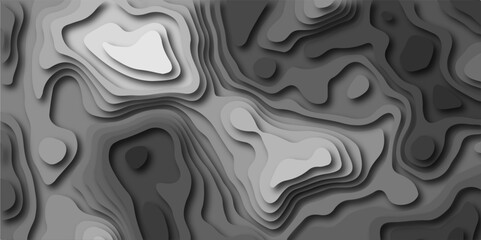 Topographic canyon geometric map relief texture with curved layers and shadow. 3D papercut layers, paper cut vector art background. Use in banner, texture, website, template. 