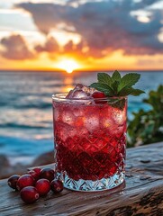 Cranberry mint twilight fizz cocktail