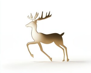 Fototapeta premium Sleek metallic reindeer silhouette, minimalist holiday design, white background