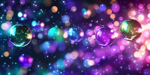 Colorful bubbles against a vibrant, sparkling background.
