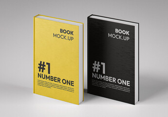 Standing Hardcover Books Mockup