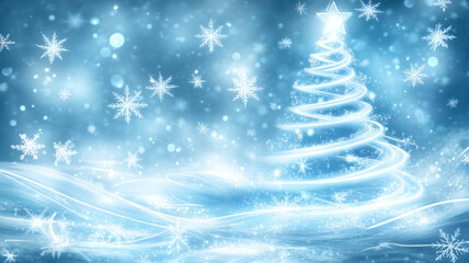 Fototapeta premium Christmas tree made of glowing lights and snowflakes