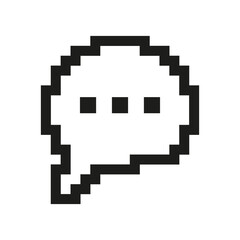 Speech Bubble Pixel Art Icon. Retro Pixelated Speech Bubble With Three Dots, Symbol Of Communication, Conversation, Dialogue. Isolated Vector Illustration